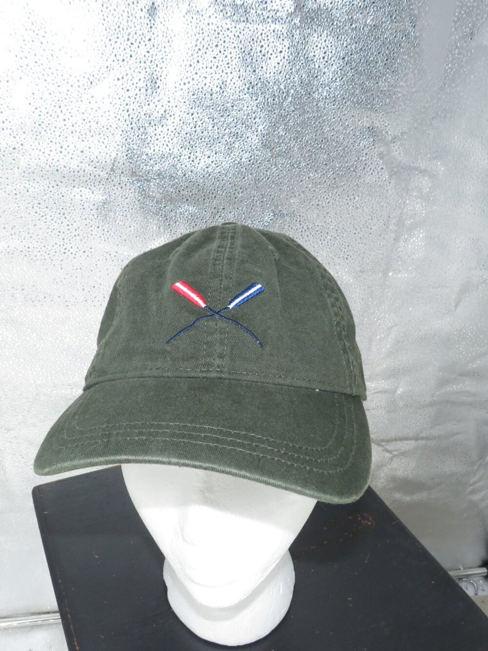 J Crew Baseball Cap Green One Sz Embroidered Oars Prep Cotton Dad Hat Strapback